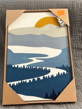 BP Home Textile Embroidered Woven Wall Art 18"x26" Sun in the Blue Mountains